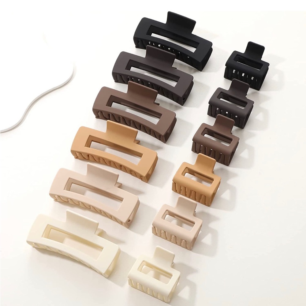12 Pack Square Claw Clips, Big and Small Neutral Rectangle Hair Claw Clips